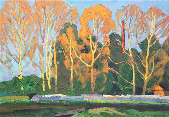 Yuri Matushevski (Russian, 1930-1999) Autumn trees 19 x 27in.